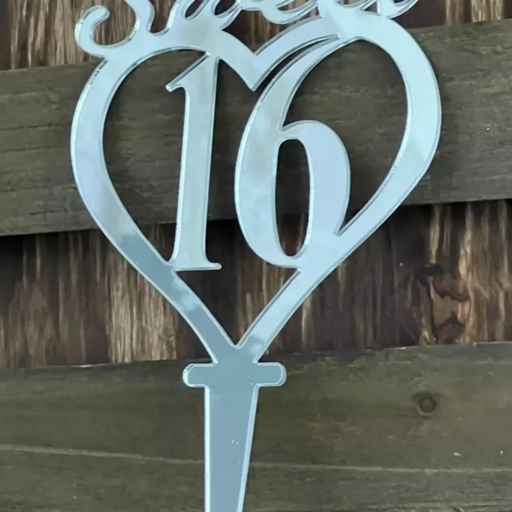 Plastic Heart Sweet 16 Cake Topper Birthday Decoration